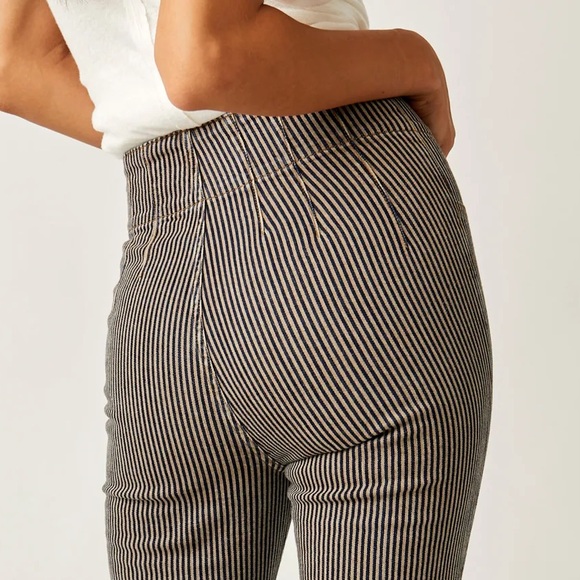 FREE PEOPLE Jayde High Rise Flare Leg Jeans Railroad Stripe - Picture 5 of 12